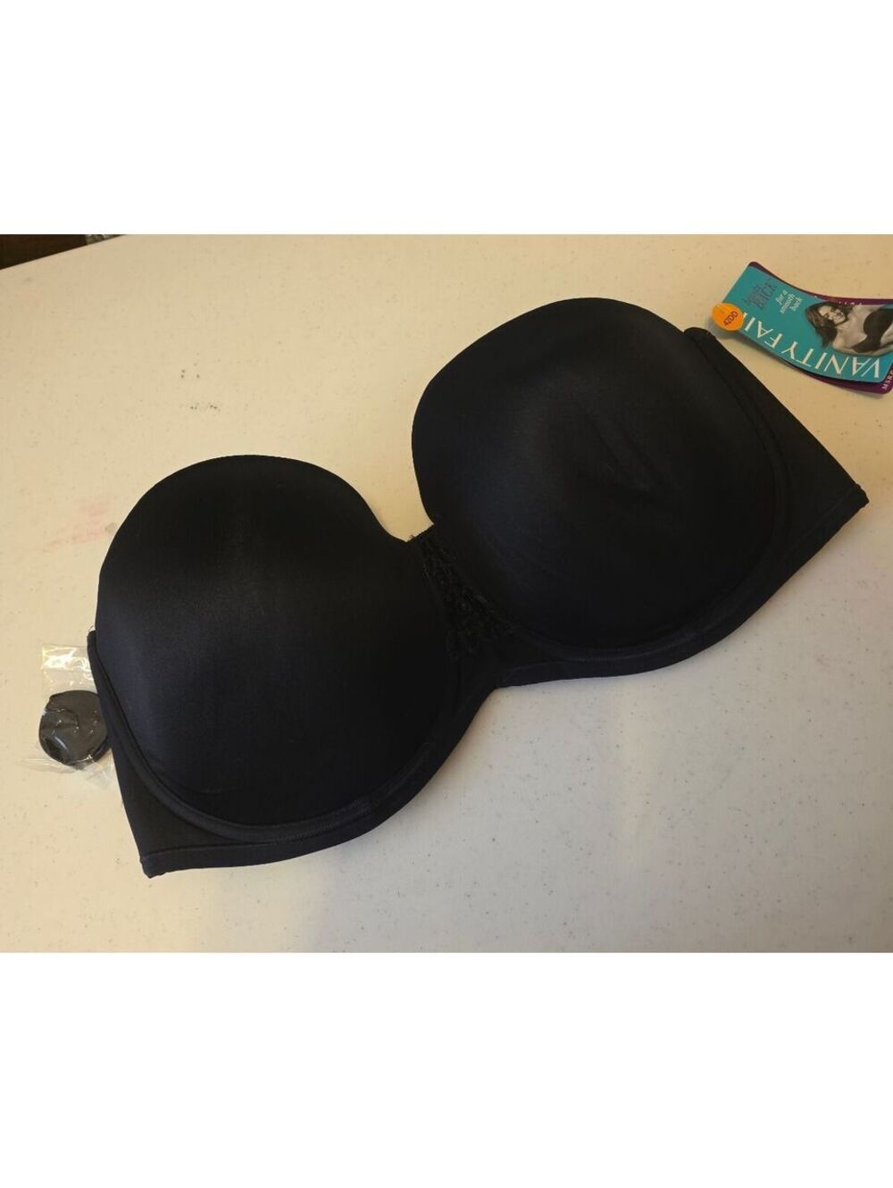 Vanity Fair Beauty Back Strapless Bra 42DD Black Smooth Back Support
